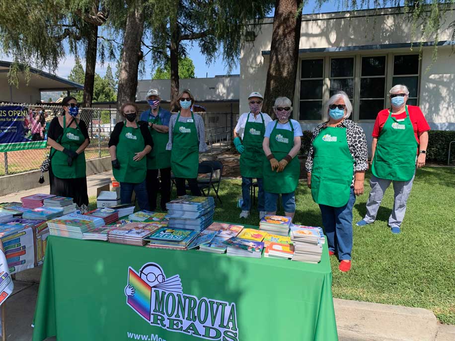 Monrovia Reads Volunteers at the CELC Book Distribution May 29 2020