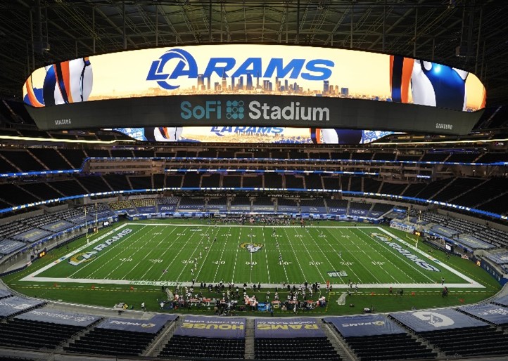 A view from the seats of the Los Angeles football stadium