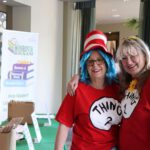 Diane Balsamo and Janet Cerswell dressed up a Thing 1 and Thing 2 from Cat In The Hat books.