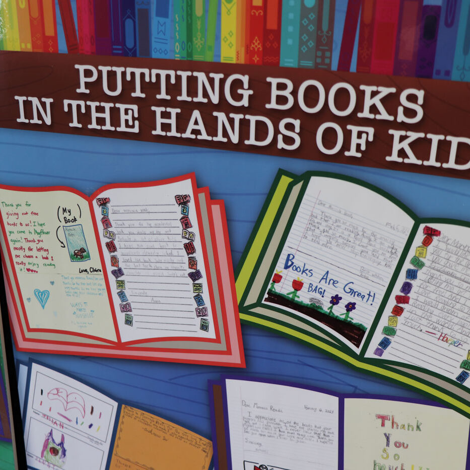 Testimonials of kids handwritten displayed on a boards.