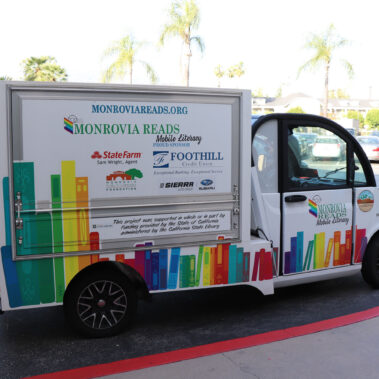 Monrovia Reads Van a side view.